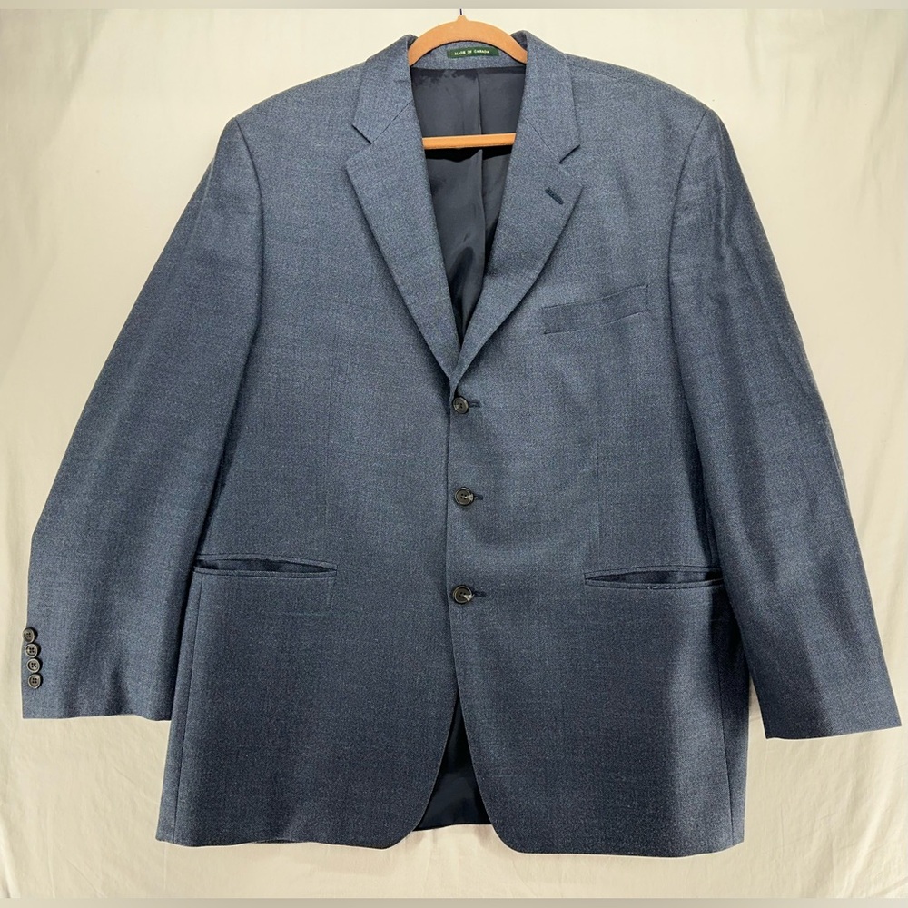 Lauren Ralph Lauren Mens Blazer Blue Herringbone Silk Wool 46R Sport Coat